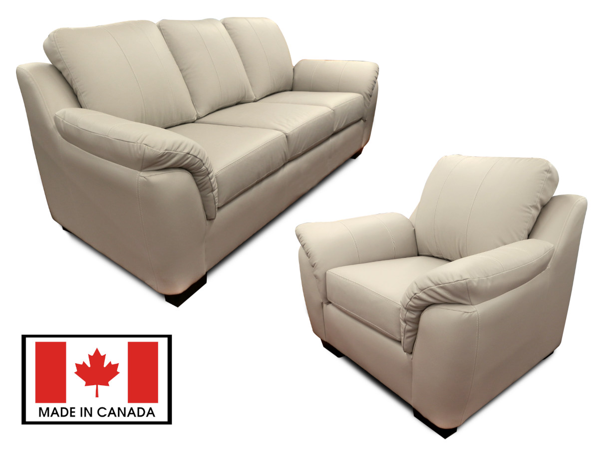 Leather Match Sofa Set