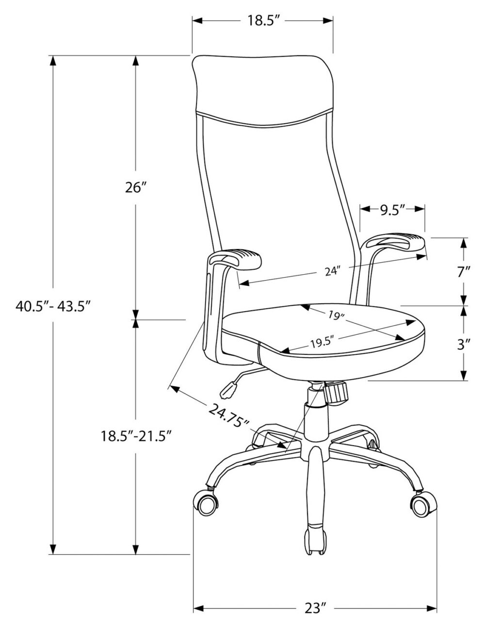 23816 - Office Chair - MN-7248 - Dimensions