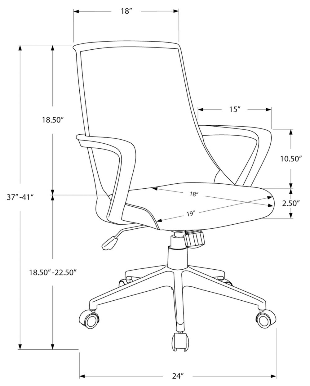 23818 - Office Chair - MN-7267 - Dimensions