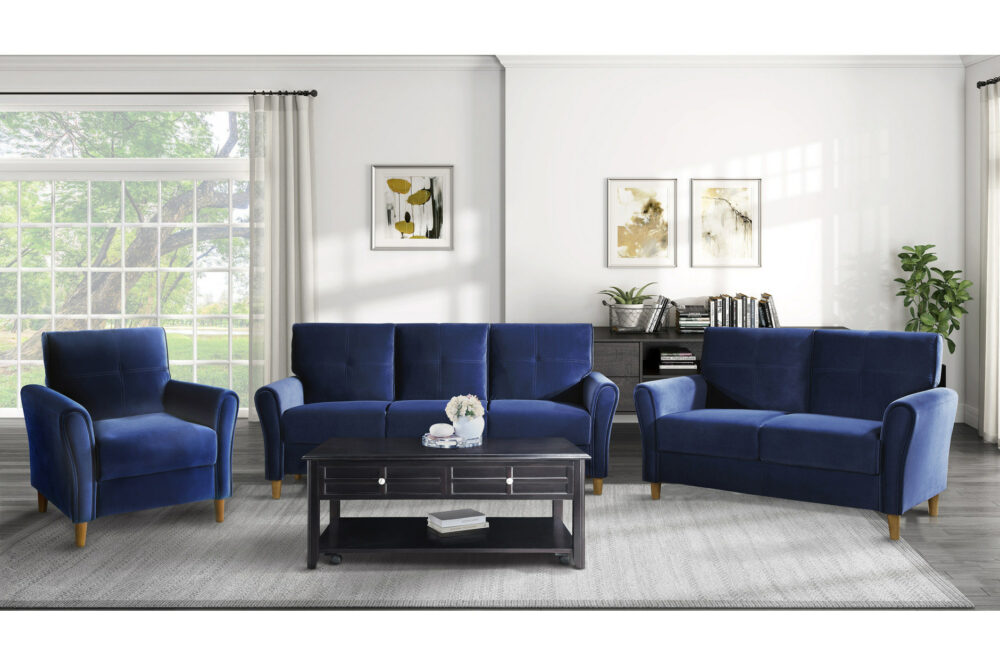 24328 - Sofa Set - MF-9348 - Blue Set Scene