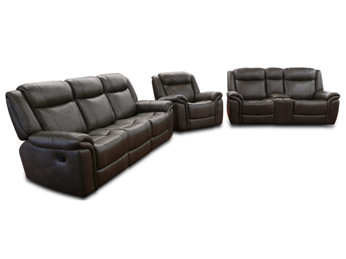 Leather Match Reclining Sofa Set - Image