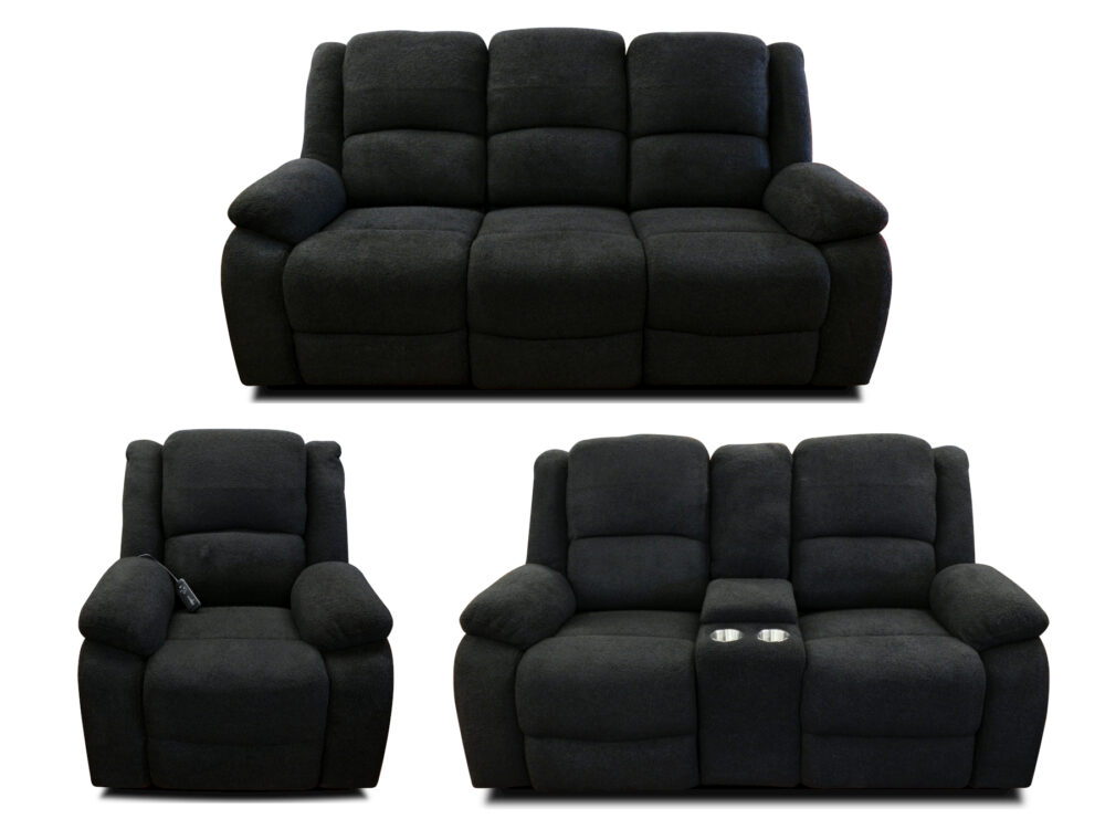 Reclining Sofa Set - Black
