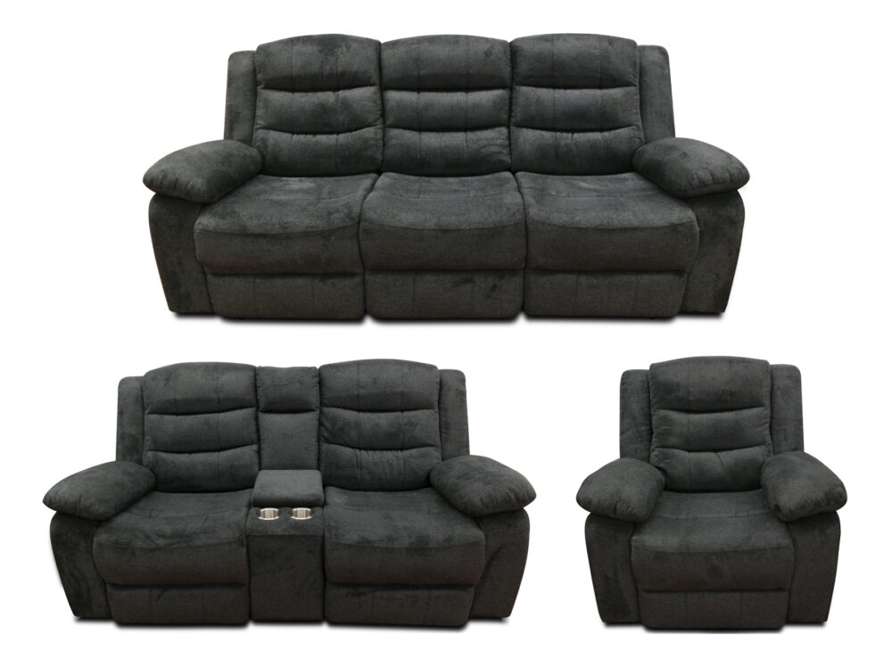 Dual Power Reclining Sofa Set, Black