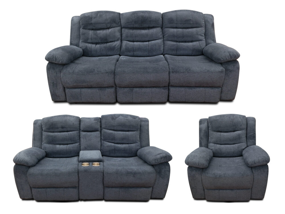 Dual Power Reclining Sofa Set, Blue