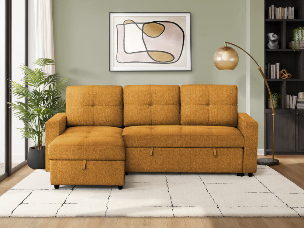 Chaisse Sofa with Pop-Up Bed and Storage